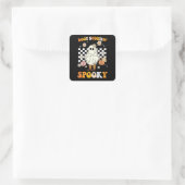 Sticker Carré Scootin super Boot Éffrayant Ghost Halloween Retro (Sac)