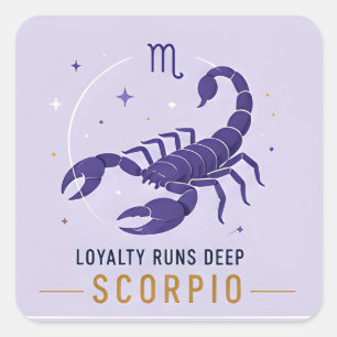 Sticker Carré Scorpion Loyauté Profonde Coloré Zodiaque Astrolog