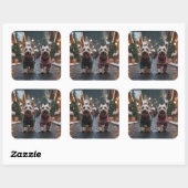 Sticker Carré Scottish Terrier Dogs Christmas Snow Holiday (Feuille)
