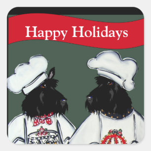 Sticker Carré Scottish Terriers