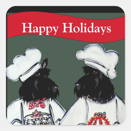 Sticker Carré Scottish Terriers (Devant)