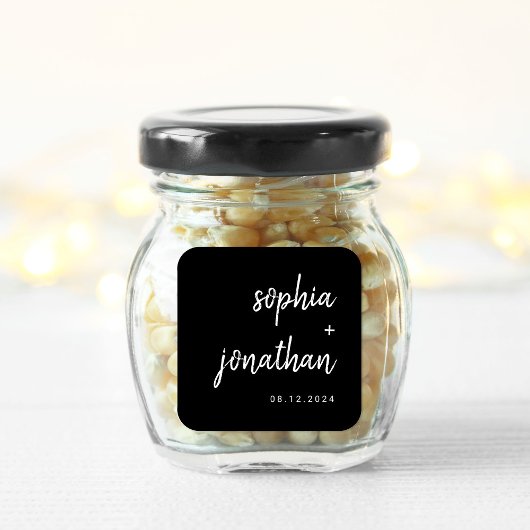 Sticker Carré Script Black | Wedding