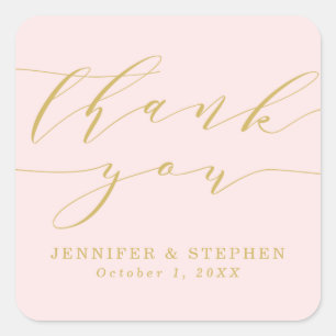 Sticker Carré Script chic MERCI MARIAGE