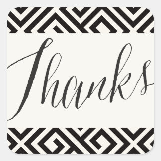 Sticker Carré Script classique Merci Mariage de clé grecque géom