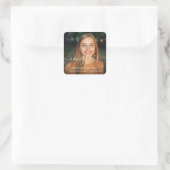 Sticker Carré Script Congrats Graduation Photo personnalisée (Sac)