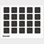 Sticker Carré Script Copper Merci sur Marbre Noir (Feuille)