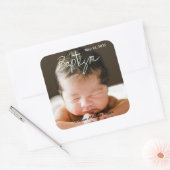 Sticker Carré Script Cross Christening Religieux Baptême (Enveloppe)