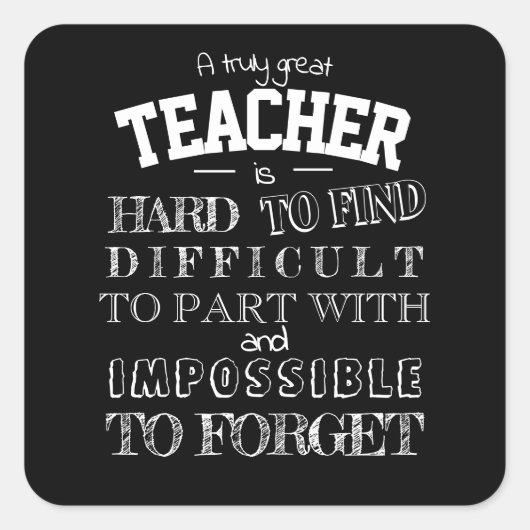 Sticker Carré Script d'appréciation du Merci de l'enseignant noi (Devant)