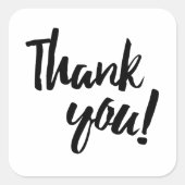 Sticker Carré Script de brosse Merci Typographie noire (Devant)