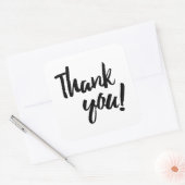Sticker Carré Script de brosse Merci Typographie noire (Enveloppe)