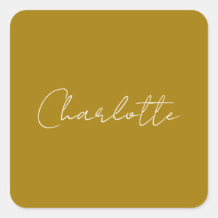 Sticker Carré Script de calligraphie couleur or Nom personnalisé