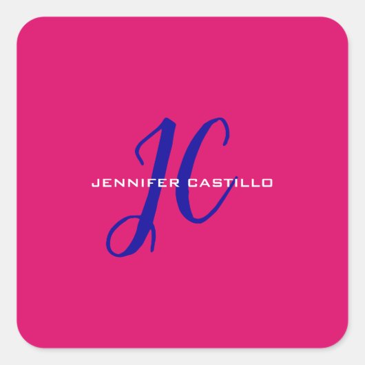 Sticker Carré Script de calligraphie professionnelle Monogramme  (Devant)