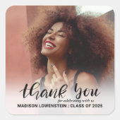 Sticker Carré Script de Merci moderne | Photo (Devant)