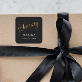 Sticker Carré Script de nom d'or noir 70e anniversaire