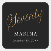 Sticker Carré Script de nom d'or noir 70e anniversaire (Devant)