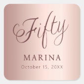 Sticker Carré Script de nom d'or rose 50e anniversaire (Devant)