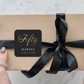 Sticker Carré Script de nom en or noir 50e anniversaire