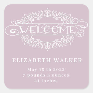 Sticker Carré script décoratif accueil bébé fille blush