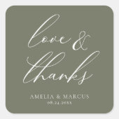 Sticker Carré Script élégant moderne Olive Love & Merci (Devant)