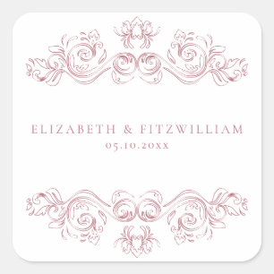 Sticker Carré Script élégant vintage de cadre rose orange