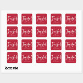 Sticker Carré Script Joyeux Moderne Rouge de Fêtes (Feuille)