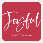 Sticker Carré Script Joyeux Moderne Rouge de Fêtes (Devant)