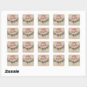 Sticker Carré Script Joyeux Noël Branche Aquarelle (Feuille)
