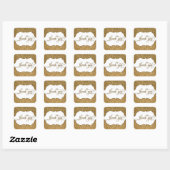Sticker Carré Script Merci, Paillettes Dorées & Bande Ornée (Feuille)