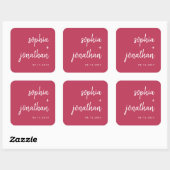 Sticker Carré Script minimaliste moderne Magenta Red | MARIAGE (Feuille)