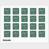 Sticker Carré Script moderne à partir d'une simple adresse verte (Feuille)