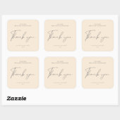 Sticker Carré Script moderne Beige Blanc Mariage Favoriser Bougi (Feuille)