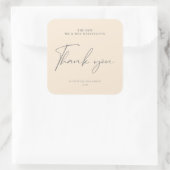Sticker Carré Script moderne Beige Blanc Mariage Favoriser Bougi (Sac)