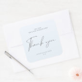Sticker Carré Script moderne Blue Grey Mariage Favoriser Chandel (Enveloppe)