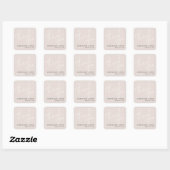 Sticker Carré Script moderne Dusty Merci rose Baby shower (Feuille)