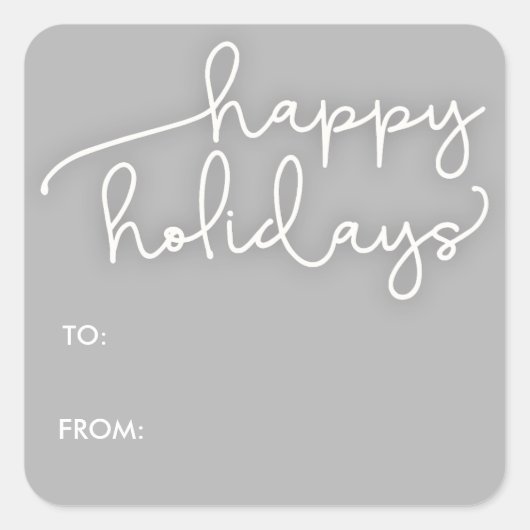 Sticker Carré Script moderne Happy Holidays Balise cadeau Sticke (Devant)