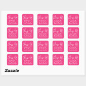 Sticker Carré Script moderne Hot Pink Classe de 2025 Graduation (Feuille)