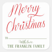 Sticker Carré Script moderne Joyeux cadeau de Noël Festif (Devant)