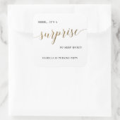Sticker Carré Script moderne or élégant Surprise Anniversaire (Sac)