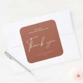 Sticker Carré Script Moderne Terracotta Mariage Favoriser Chande (Enveloppe)