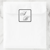 Sticker Carré Script Monogramme classique Mariage noir et blanc (Sac)