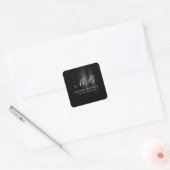 Sticker Carré Script monogramme noir gris moderne mignon (Enveloppe)