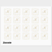 Sticker Carré Script Monogramme Or Poussière D'Or (Feuille)