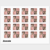 Sticker Carré Script Photo Boho Rose Poussiéreuse Botanique Mode (Feuille)