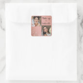 Sticker Carré Script Photo Boho Rose Poussiéreuse Botanique Mode (Sac)
