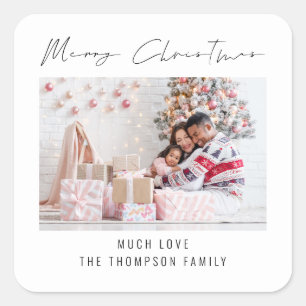 Sticker Carré Script photo moderne Joyeux Noël