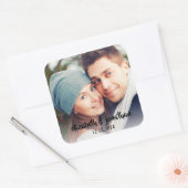 Sticker Carré Script photo moderne manuscrit Mariage personnalis (Enveloppe)