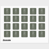Sticker Carré Script romantique Sage VERT Marié Mariage (Feuille)