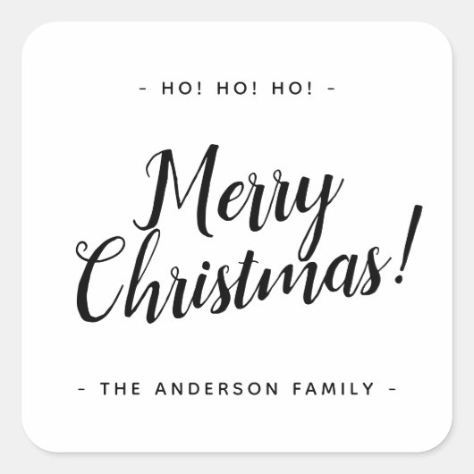 Sticker Carré Script rustique simple et moderne Joyeux Noël (Devant)