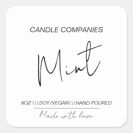 Sticker Carré Script Soy Vegan Candler (Devant)