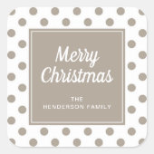 Sticker Carré Script Taupe moderne Joyeux Noël (Devant)